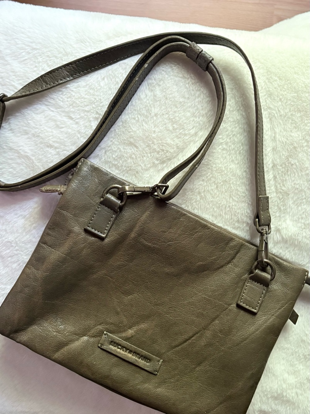 Lucky Brand Olive Green Leather Crossbody Bag
